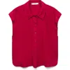 Mango Flowing Linen Blend Blouse In Fuchsia