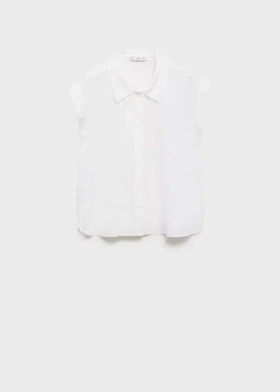 Mango Flowing Linen Blouse White