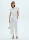 Mango Flowing Linen Trousers White