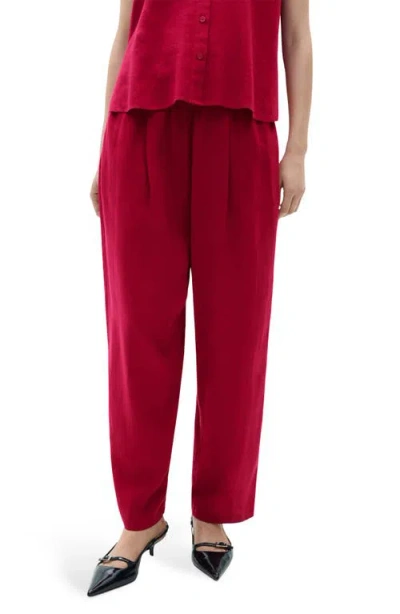 Mango Flowing Tie Waist Wide Leg Pants In Fuchsia