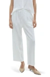 Mango Flowing Tie Waist Wide Leg Pants In White
