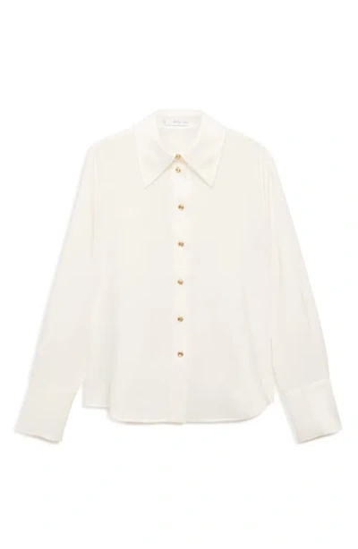 Mango Flowy Button-up Shirt In Off White