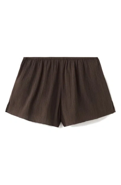 Mango Flowy Cotton Gauze Shorts In Brown