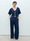 Mango Top Bleu Nuit - Femme - Xl -