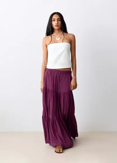 Mango Flowy Paneled Skirt In Purple