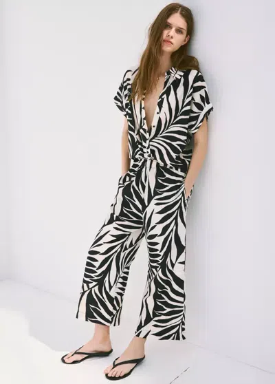 Mango Flowy Printed Shirt In Black