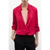 Mango Satin Finish Flowy Shirt Fuchsia In Fuchsia