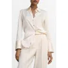 Mango Flowy Satin Shirt In Neutral