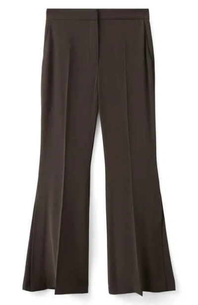 Mango Flowy Slit Flare Pants In Brown