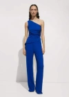 MANGO FLOWY STRAIGHT-FIT TROUSERS BLUE