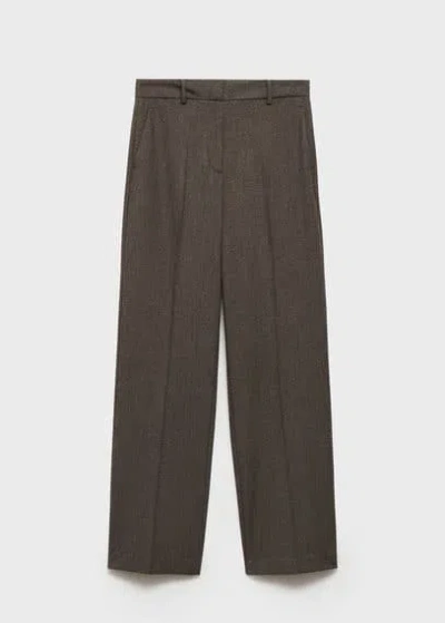 Mango Flowy Straight-fit Trousers Brown
