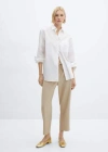 Mango Flowy Straight-fit Trousers With Bow Beige