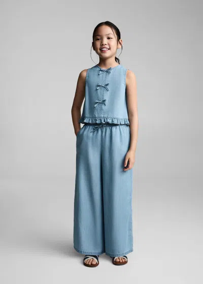 Mango Pantalon Droit Fluide Naud Bleu Moyen - Enfants - 7-8 Ans -  Kids
