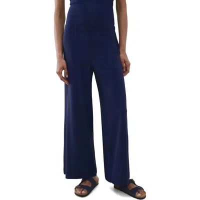 Mango Flowy Straight Leg Pants In Blue
