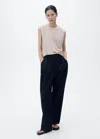 Mango Flowy T-shirt With Gathered Shoulders In Light/pastel Grey