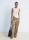 Mango Bernie Print Wide Leg Drawstring Pants In Multi