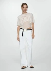 MANGO FLUID BLOUSE WITH EMBROIDERED DETAILS WHITE