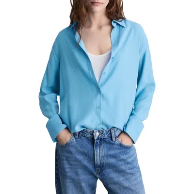 Mango Fluid Button-up Shirt In Blue