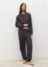 Mango Fluid Cotton Jogger Trousers Charcoal In Black