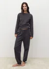 Mango Fluid Cotton Sweatshirt Charcoal In Black