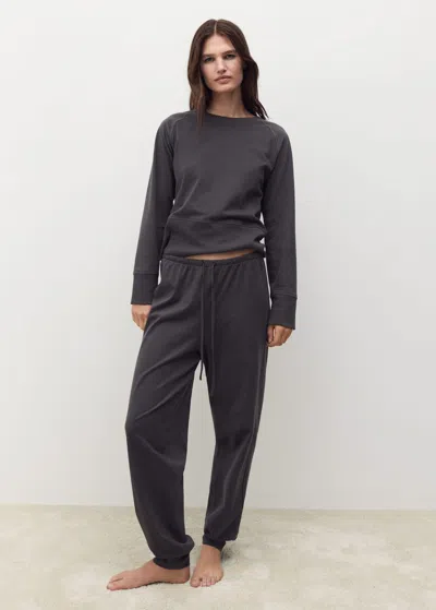 Mango Fluid Cotton Sweatshirt Charcoal In Black