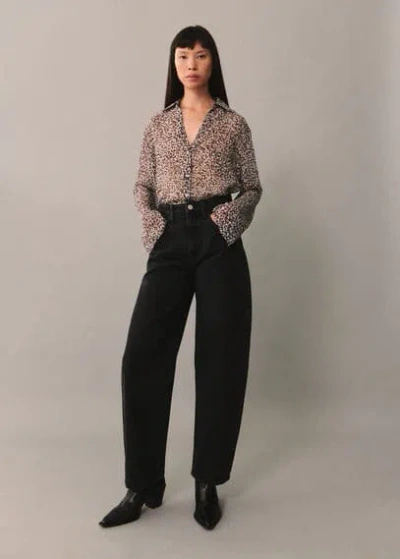 Mango Fluid Leopard-print Shirt Brown