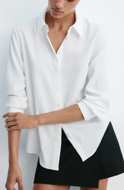 Mango Fluid Long Sleeve Button-up Shirt In White