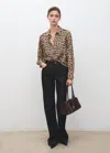 Mango Fluid Long-sleeved Blouse Brown