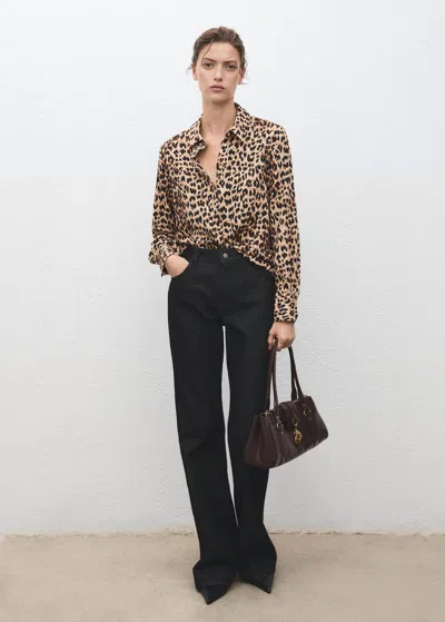 Mango Fluid Long-sleeved Blouse Brown