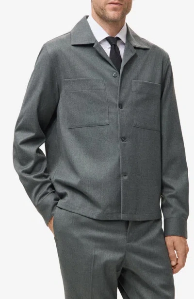 Mango Fluid Pocket Overshirt In Gray
