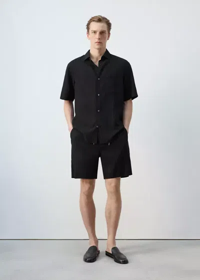 Mango Fluid Short-sleeve T-shirt In Black