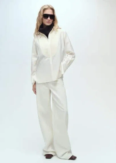Mango Fluid Skirt With Contrasting Panel Off White