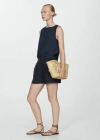 Mango Fluid Strapless Top Dark Navy