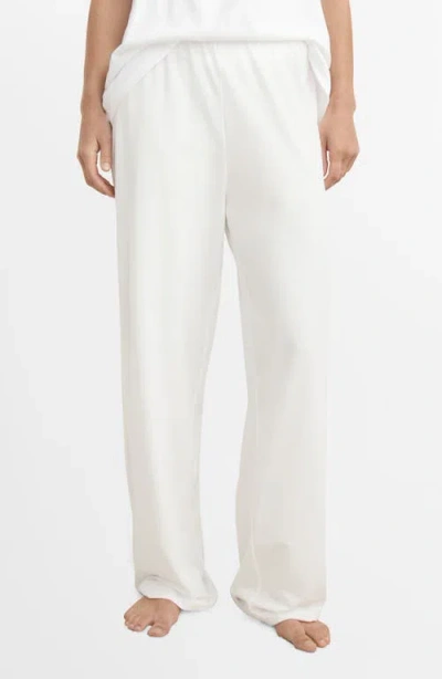 Mango Fluid Stretch Cotton Pajama Pants In White