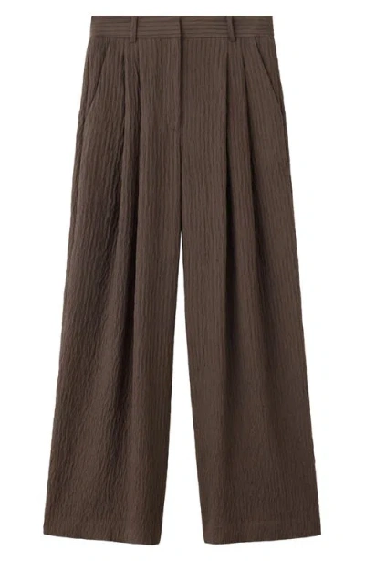 Mango Fluid Wide Leg Pants In Brown
