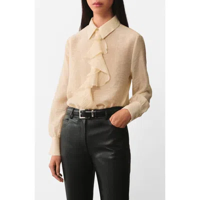 Mango Flying Camisa Button-up Top In Ecru