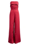 Mango Bandeau Fold Detail Jumpsuit In Red