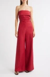 Mango Foldover Strapless Jumpsuit In Orange