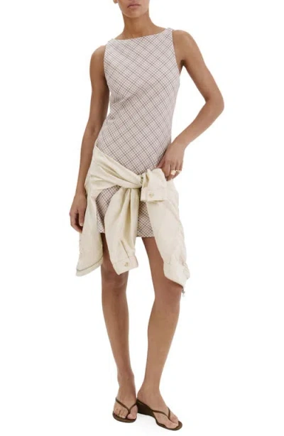 Mango Fondi Plaid Open Back Minidress In White