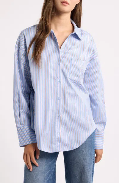 Mango Fontana Striped Button-up Shirt In Blue