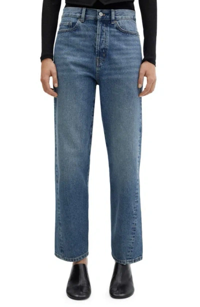 Mango Straight Jeans With Forward Seams Medium Blue