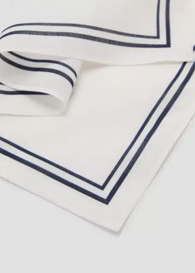 Mango Foulard 100 % Coton Quadrillé In White