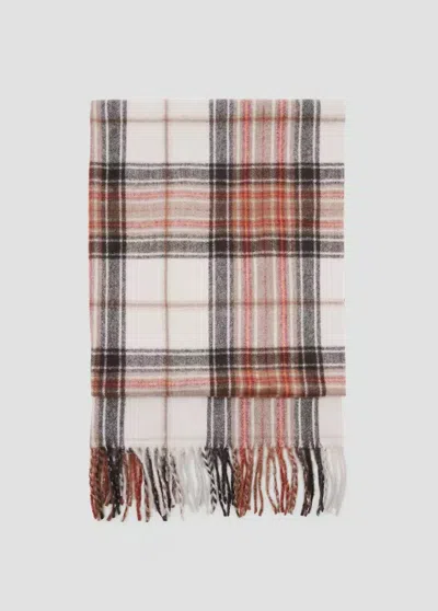 Mango Foulard À Carreaux Et Franges In Sable