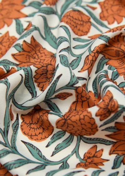 Mango Floral-print Scarf Burnt Orange