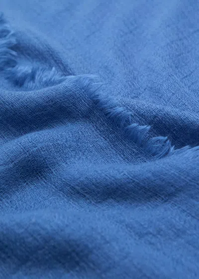 Mango Foulard Bords Effilochés Bleu - Femme - Taille Unique -