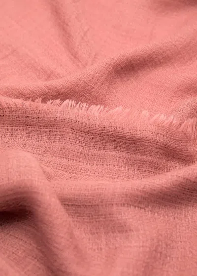 Mango Foulard Bords Effilochés Rose Pâle - Femme - Taille Unique -