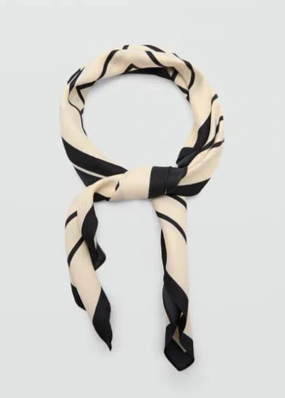Mango Geometric Printed Foulard Ecru In Écru