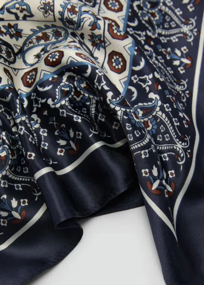 Mango Paisley Print Scarf Dark Navy