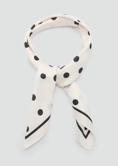 Mango Polka Dot Satin Scarf Ecru