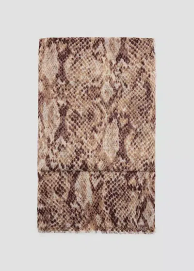Mango Foulard Imprimé À Finitions Effilochées In Marron